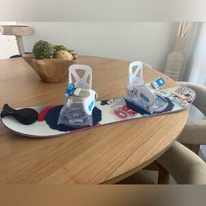 Colorful Snowboard with Bindings